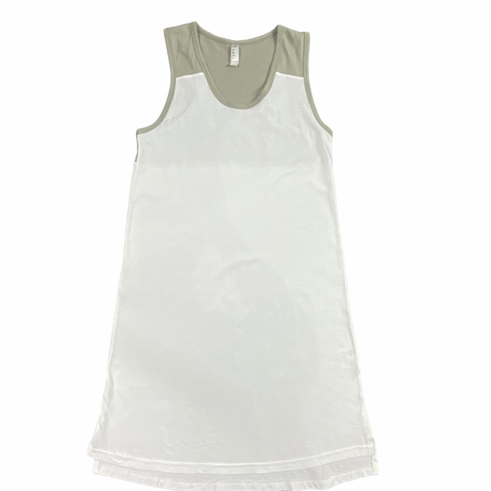 LAT Ladies Racerback Tank Dress Taupe White Size Small